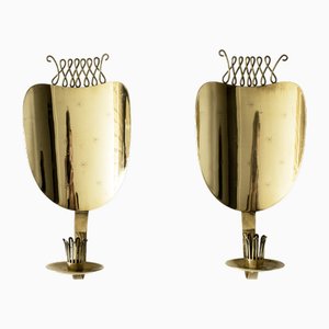 Mid-Century Messing Wandleuchter von Veikko Huotari, 1950er, 2er Set