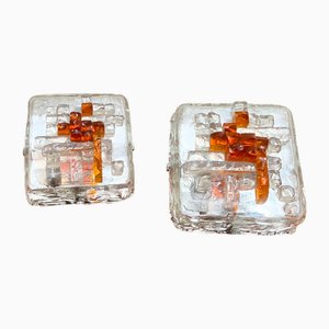 Poliarte Wall Lamps in Murano Glass, 1960s, Set of 2