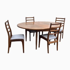 Tavolo da pranzo Mid-Century allungabile con 4 sedie di G-Plan, set di 5