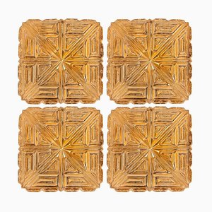 Several Square Amber Glass Flush Mounts, 1960