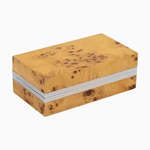 Dekorative Mid-Century Box aus Holz & Chrom, Italien, 1970er
