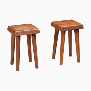 Hocker S01 aus Ulmenholz von Pierre Chapo, Frankreich, 1970er, 2er Set