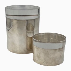 Modern Acrylic and Silver-Plated Boxes from Mellerio Paris, 1970s, Set of 2