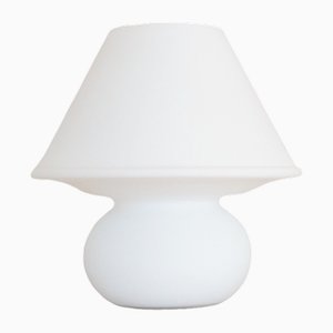 Lampada da tavolo a forma di fungo in vetro opalino di Glashütte Limburg, anni '70
