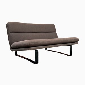 2-Seater Sofa in Brown Upholstery and Black Base by Kho Liang Ie for Artifort, 1968