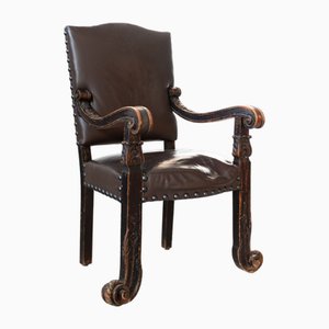 Trono in faggio, metallo e pelle, XIX secolo