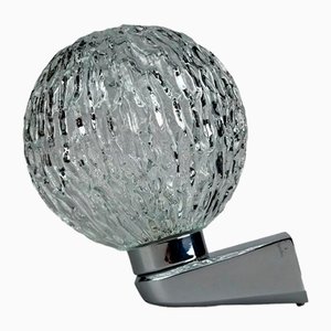 Vintage Space Age Wall Lamp in Metal Chrome and Glass, 1970s