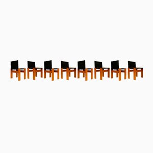 Black Canvas Monk Chairs by Afra & Tobia Scarpa for Molteni, 1973, Set of 8