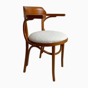 Chaise d'Appoint Antique en Bois Courbé avec Siège en Boucle Crème
