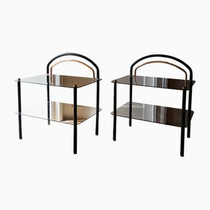 Comodini in vetro colorato, anni '80, set di 2