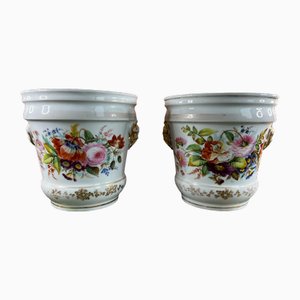 Hand-Painted Porcelain Jardinieres, Early 1900s, Set of 2