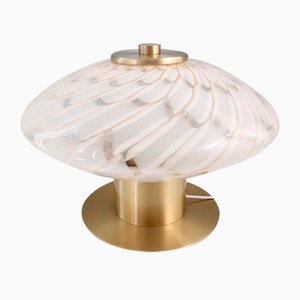 Vintage Italian Murano Glass and Brass Table Lamp, 1980s