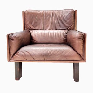 Vintage Italian Brown Leather Chair, 1970s