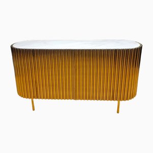 Vintage Golden Steel Sideboard with Marble Top