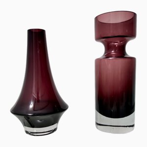 Vintage Glasvasen von Tamara Aladin für Riihimaen Lasi, 1970er, 2er Set