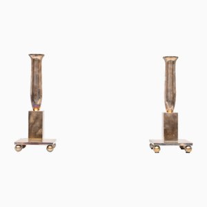 Early 20th Century Modern Silver Plated Bronze Candleholders, 1900s, Set of 2
