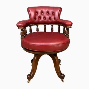 Victorian Leather Desk Chair, 1890