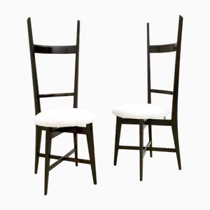 Chaises Chiavari Vintage Noires et Blanches dans le style de Parisi, 1950s, Set de 2