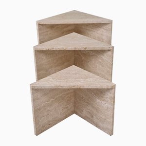 Italian Travertine Nesting Tables, 1980s, Set of 3