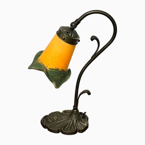 Tischlampe aus Messing & Pate de Verre, Frankreich, 1990er