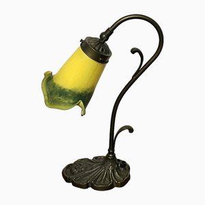Brass & Pate de Verre Table Lamp, France