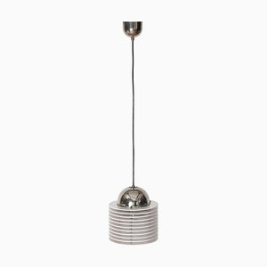 Mid-Century White Acrylic and Chrome Pendant Light, 1970s