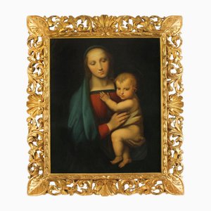 Paoletti und Ferretti nach Raphael, Madonna & Kind, 19. Jh., Antikes Öl auf Leinwand