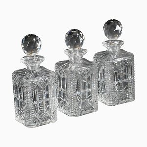 Vintage Cut Crystal Decanters, 1920s, Set of 3