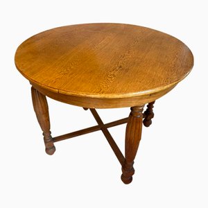 Table d'Appoint Art Nouveau Ronde en Chêne, 1920s