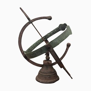 Antique Sundial in Wrought Iron and Brass with Heavy Patina, Germany, 1800s