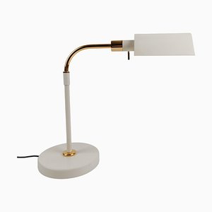 Italian Adjustable Table Lamp in Ivory White and Gilded Metal by F. Fabbian, 1970s