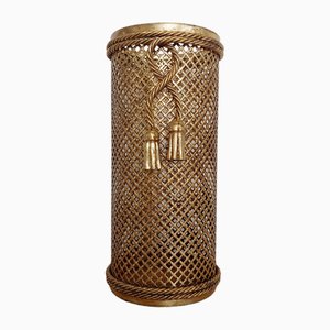 Gold Metal Umbrella Stand from Li Puma Firenze, Italy, 1960s