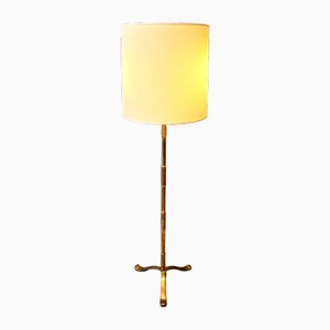 Lampada da terra a tre luci in ottone, anni '50