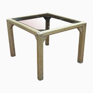 Mesa de centro de roble y tablero de vidrio, años 50