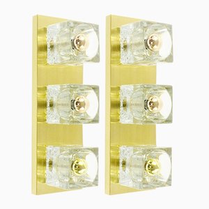 Large Vintage Wall Lights in Crystal Glass and Brass from Peill & Putzler, 1970s, Set of 2