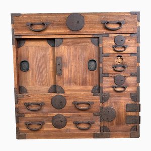 Mueble de almacenamiento Tansu tradicional japonés, década de 1890