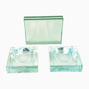 Aschenbecher und Bilderrahmen aus geschliffenem Glas von Gallotti & Radice, 1980er, 3 . Set