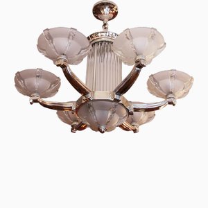French 6-Arm Chandelier by Petitot for Atelier Petitot, 1930s