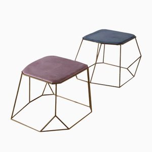 Vintage Hocker in Rosa & Hellblau, 2015, 2er Set