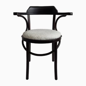 Chaise d'Appoint Antique en Bois Courbé avec Siège en Boucle Crème