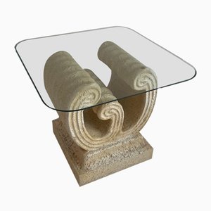 Beistelltisch / Akzenttisch in Glas- und Steinoptik