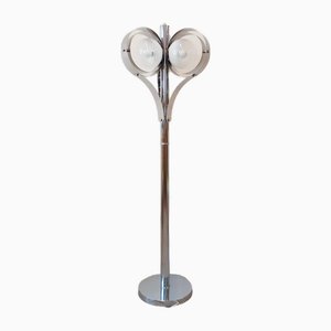 Space Age Stehlampe mit Drei Leuchten aus verchromtem Metall, 1970er