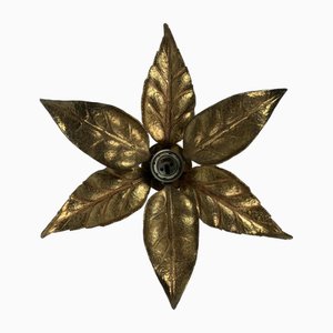 Applique Murale Florale Florentine en Laiton par Willy Daro pour Massive Lighting, 1970s