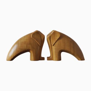 Mid-Century Buchstützen aus Holz, 1960er, 2er Set