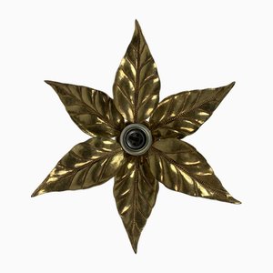 Florentine Brass Floral Wall Sconce by Willy Daro for Massive Lighting, 1970s