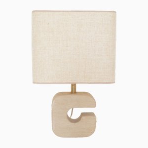 Lampe de Bureau en Grès et Tissu Beige, 1960s