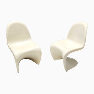 Elfenbeinfarbene Vintage Beistellstühle aus Kunststoff, 1990er, 2er Set