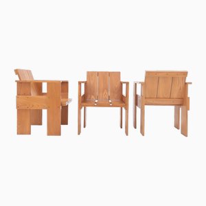 Crate Armlehnstühle im Stil von Gerrit Rietveld, Italien, 1970er, 3er Set
