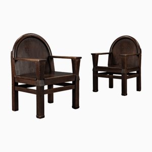 Set of Armchairs with Soul in Pinewood, 1940s