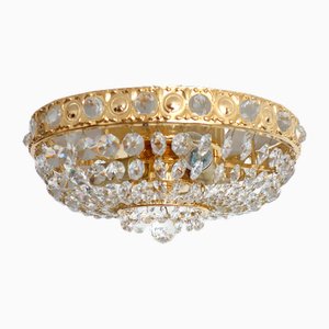 24 Carat Gold-Plated Brass & Lead Crystal Chandelier from Sölken Leuchten